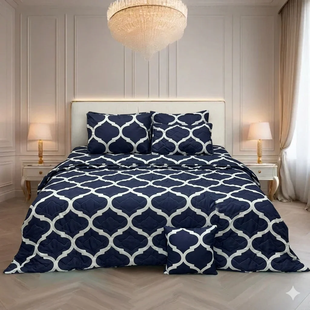 BLUE PENDORA COMFORTER SET- 7 PCS
