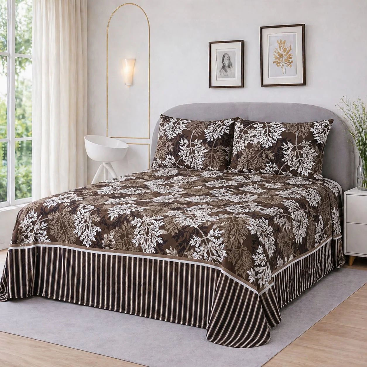 CHOCOLATE FERN GARDEN BEDSHEET SET - 3 PCS