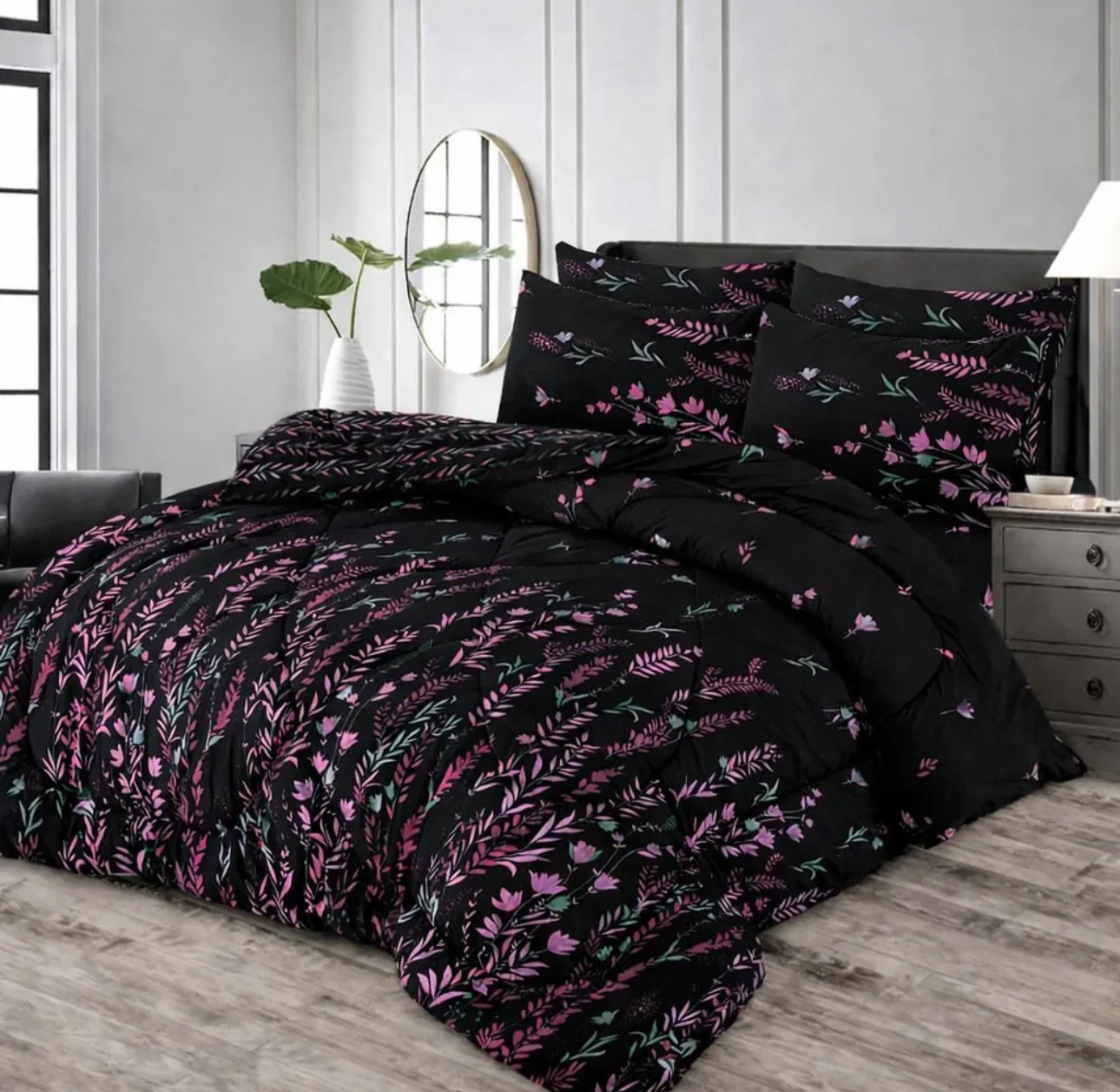 DARK BOTANICAL COMFORTER SET- 7 PCS