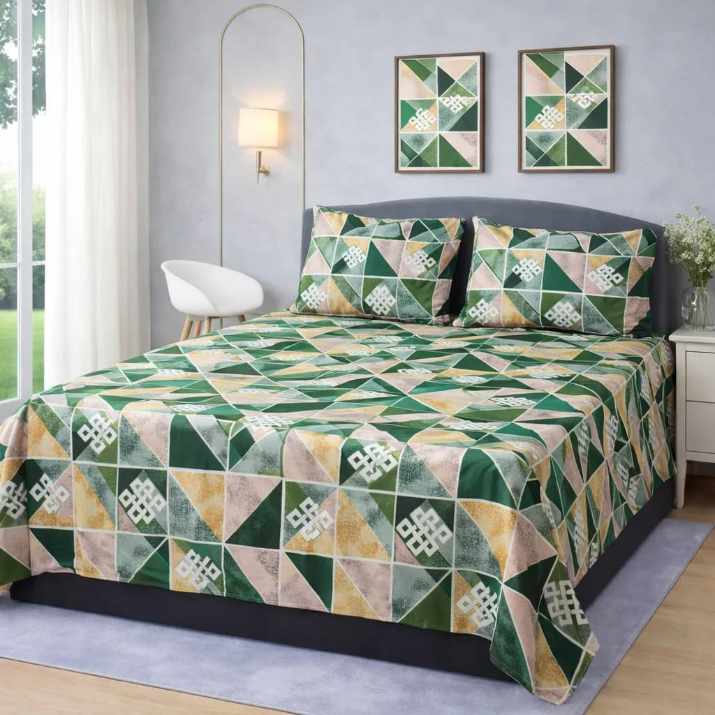 FOREST MOSAIC TRIANGLE BEDSHEET SET - 3 PCS