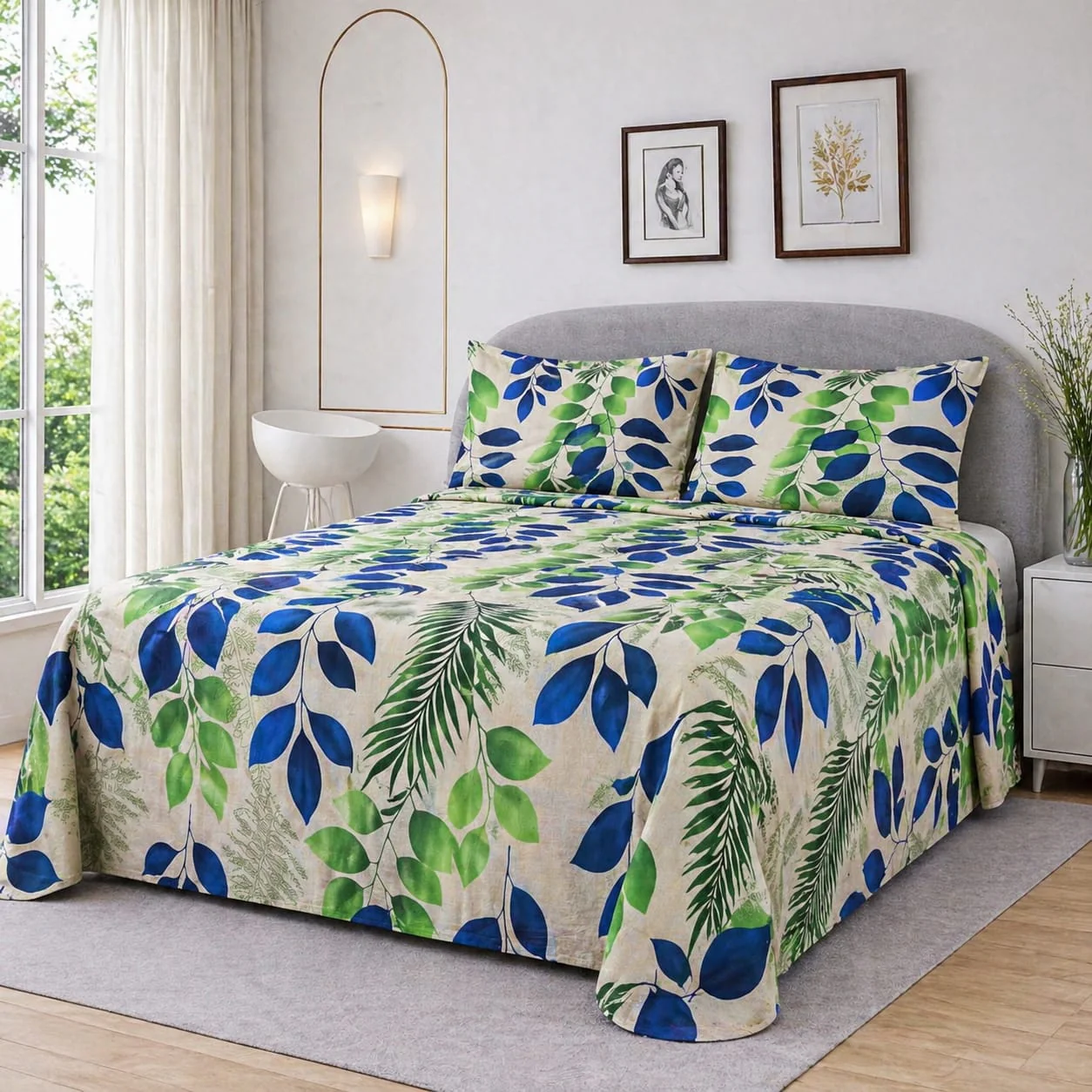 IVORY FOREST LEAF BEDSHEET SET - 3 PCS