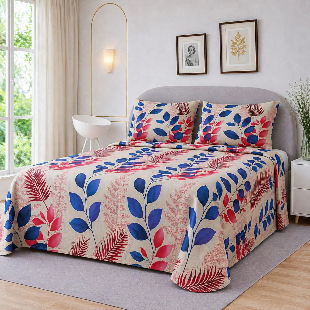 IVORY SUNSET FOLIAGE BEDSHEET SET - 3 PCS