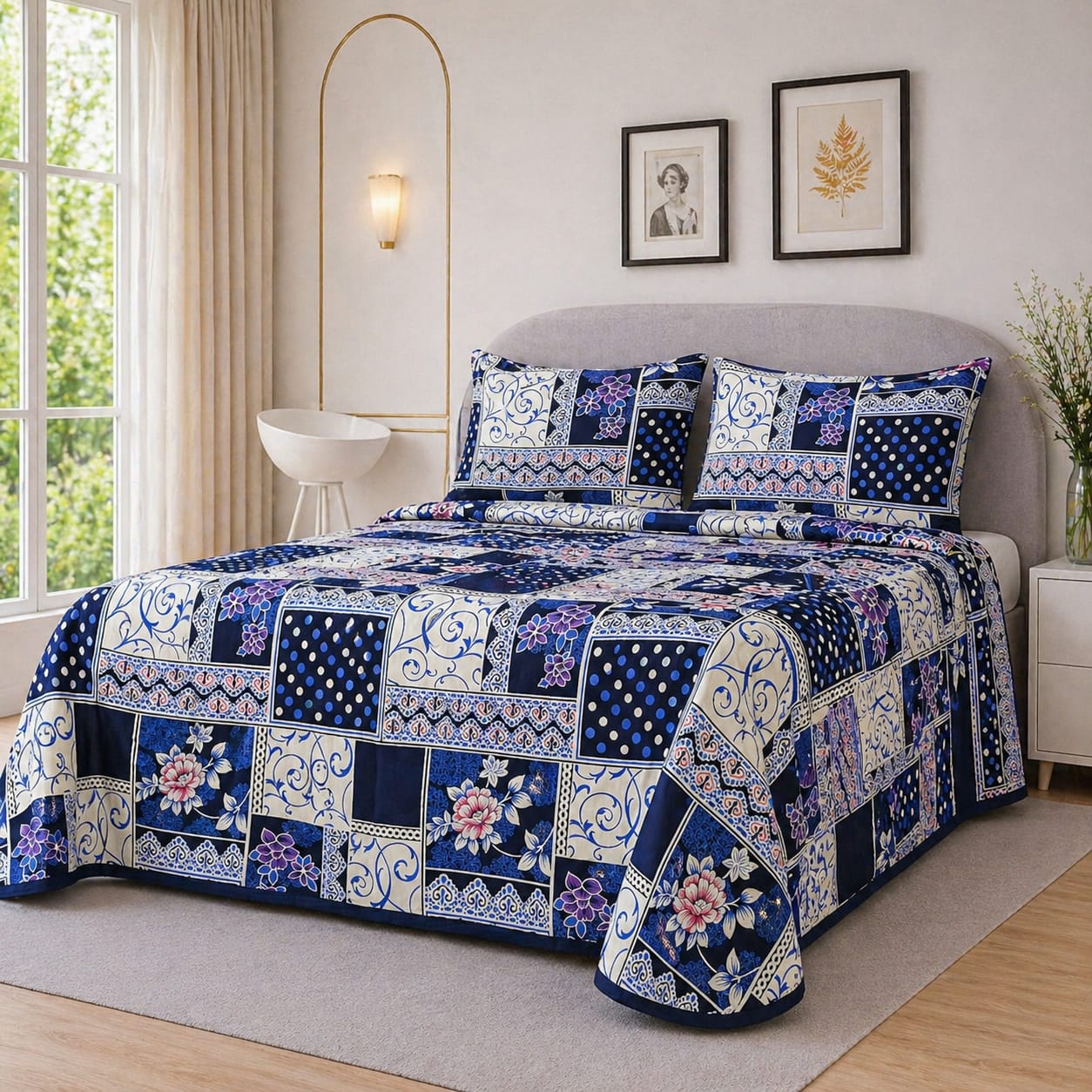 MIDNIGHT MOSAIC TILE BEDSHEET SET - 3 PCS