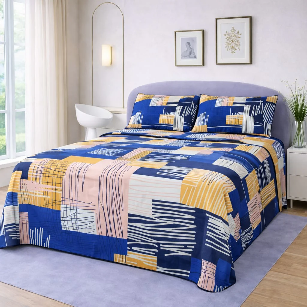 ROYAL ABSTRACT SCRIBBLE BEDSHEET SET - 3 PCS