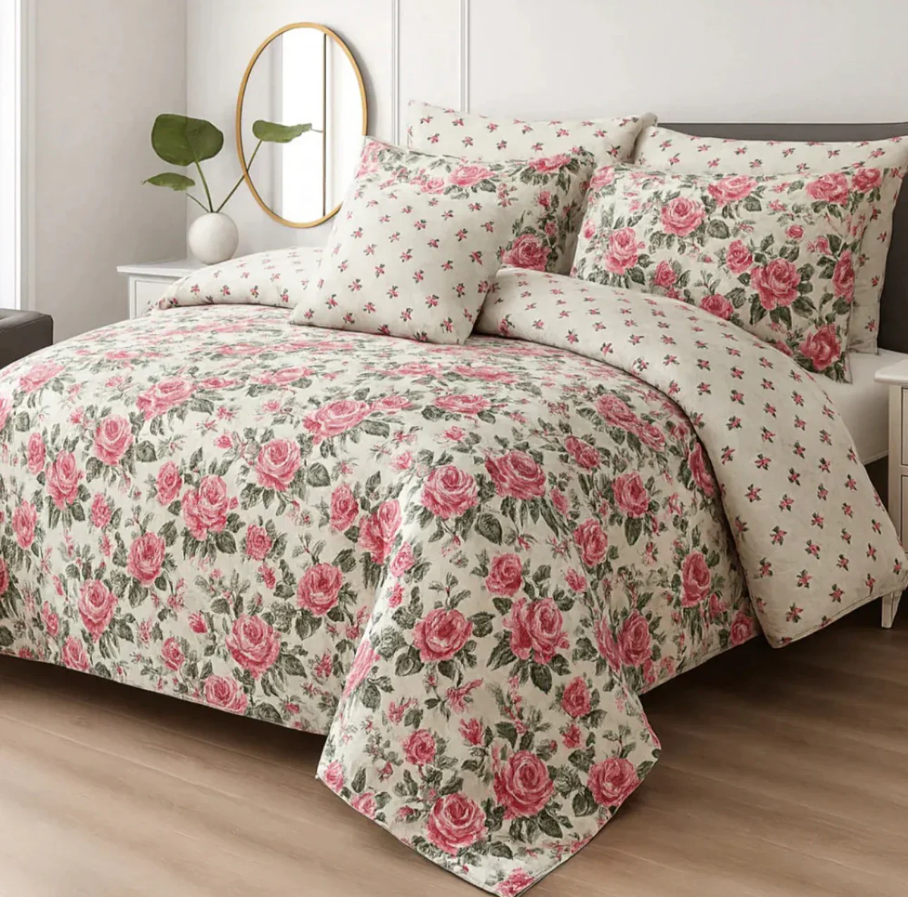 SHABBY CHIC ROSE COMFORTER SET- 7 PCS