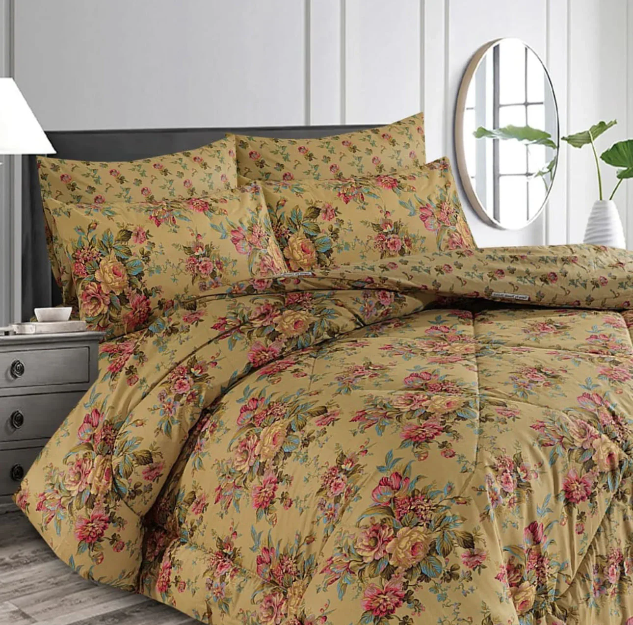 TRADITIONAL CHINTZ FLORAL COMFORTER SET- 7 PCS - Image 2