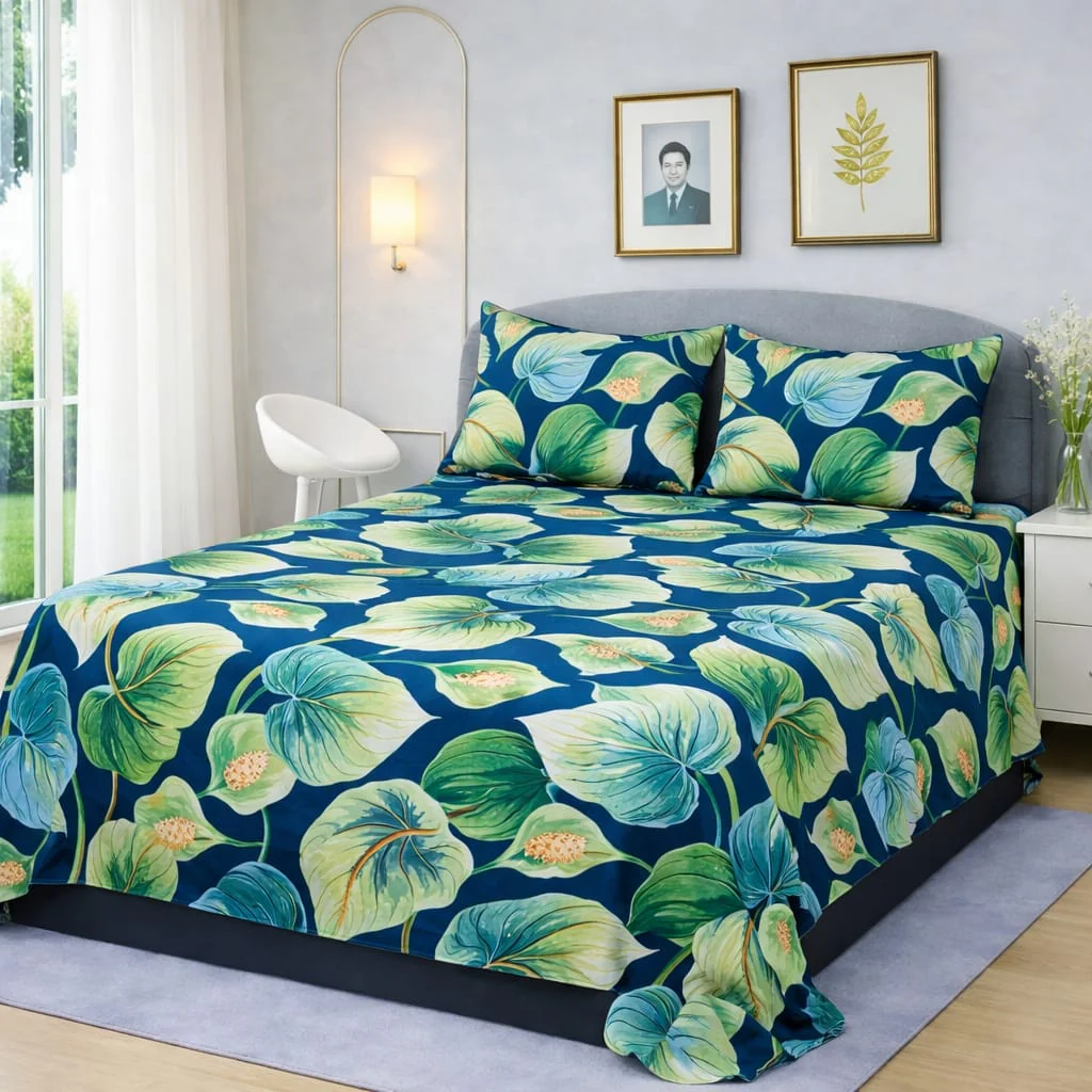 TROPICAL EMERALD ANTHURIUM BEDSHEET SET - 3 PCS