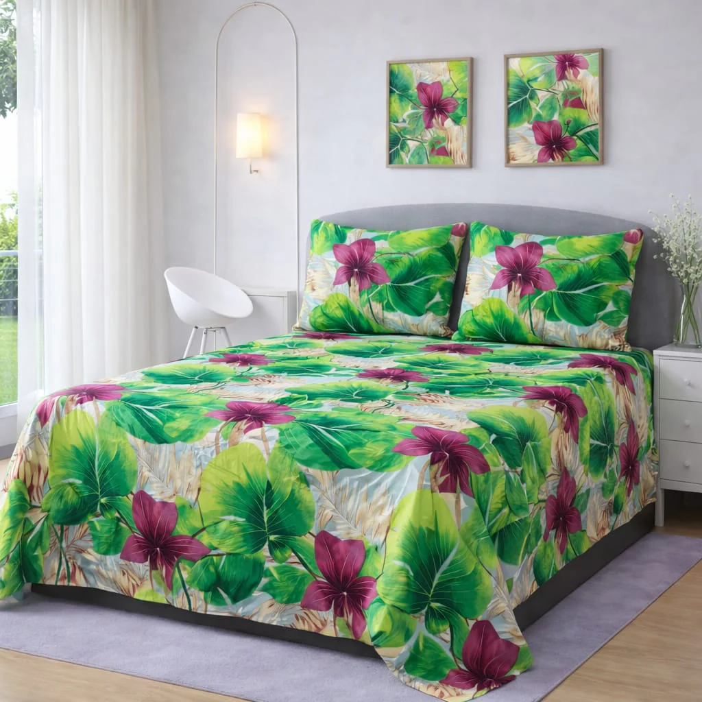 TROPICAL HIBISCUS MEADOW BEDSHEET SET - 3 PCS